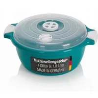 Lantelme Mikrowellenbehälter Mikrowellenschüssel 1,8 Liter grün stapelbar, Kunststoff, (1-tlg., Für Mikrowelle, Gefrier- und Kühlschrank, Picknick), Schüssel Dampfventil, Spülmaschinengeeignet, Deutsche Herstellung