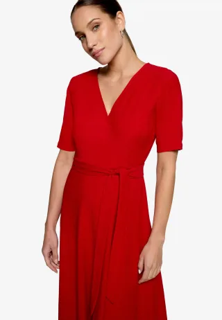 zero - Jerseykleid mit Gürtel candy red - Gr. - 42