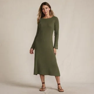 Strickkleid Silk Touch, Damen,  Grün, Polyester/Nylon/Viskose, by Lands' End