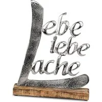 formano Dekofigur Formano Lebe, Liebe, Lache 18cm aus Alu auf Mango Holz