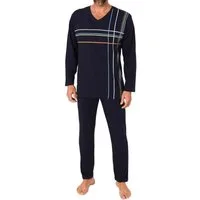 Normann Pyjama Normann Herren langarm Schlafanzug mit Frontprint in zeitloser Optik