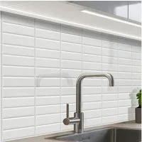 KitchenYeah Küchenrückwand Muster selbstklebend (keine Folie) Metro - Kacheln - Weiß, (1-tlg), Spritzschutz, Küche, Rückwand, Küchenwand, Küchenfront, 30x20 cm
