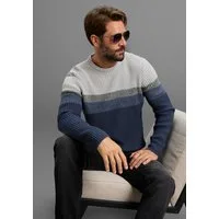 Man's World Rundhalspullover Neue Kollektion! Highlight angesagte Streifen-Optik melierter Streifen,weicher Griff, Perfekt für die kältere Jahreszeit