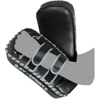 BAY-Sports Schlagpolster Arm-Schlagpolster Thai Pad Pratze Thaiboxen Muay Thai Kickboxen Leder, mit Ellbogenpolster, 42 cm, gebogen, Echtes Leder