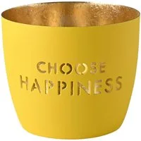 Giftcompany Windlicht Madras Windlicht M Choose happiness gelb/gold 8,5cm