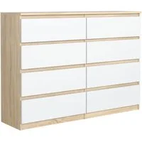 Raumhirsch Furniture Kommode, Sideboard, Kommode für das Schlafzimmer - Wohnzimmer (Maße: 138,5 × 39 × 101,5 cm, 8 Schubladen, Rollenschienen), viele Farbvarianten - Hochwertig & stabil
