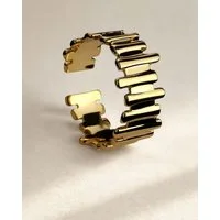 DANIEL CLIFFORD Silberring 'Brenda' Damen Ring Silber 925 14 Karat vergoldet, größenverstellbar (inkl. Verpackung), Goldring mit asymmetrischer Form und glanzvoller Oberfläche
