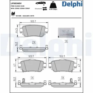 Delphi Bremsbel?ge hinten Nissan Leaf