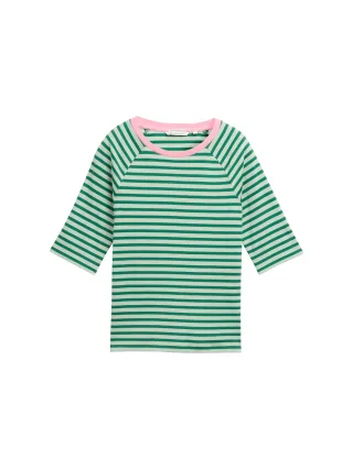 Denim Tom Tailor - T-Shirt mit Streifenmuster tonal green stripe - Gr. - XS
