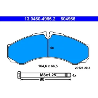 ATE Bremsbel?ge hinten Iveco Daily 4 5 6 13.0460-4966.2