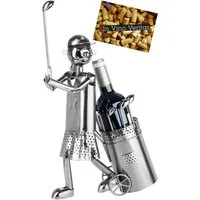 BRUBAKER Weinflaschenhalter Flaschenhalter Golfspielerin beim Abschlag - Metall Skulptur Golf, (1-St), Geschenk für Golferin Golf-Fans und Sportler