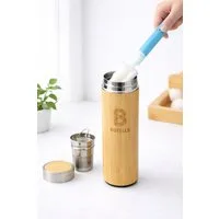 Botells Thermoflasche Isolierflasche Bambus & Edelstahl, Teesieb, 500 ml, auslaufsicher, lebensmittelechter Edelstahl, nachhaltig Ressourcen sparend, 0,5l