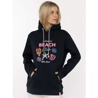 Zwillingsherz Hoodie "Beach Club" Muschel-Motiv, Kapuze mit bunter Kordel, Kängurutasche