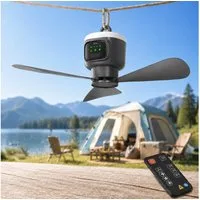 Lapalife Deckenventilator mit Beleuchtung 12000mAh Tragbar Ventilator, 4 Geschwindigkeitsstufen, Leise, Timer, für Terrassen Zelt, Veranda, Wohnmobil