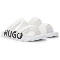 HUGO Evander_Sand Badepantolette Sommerschuh, Strandschuh, Schlappen mit zwei Klettverschlüssen