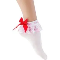 Funny Fashion Kostüm Damen Rüschenstrümpfe mit Schleife und Herzen, We