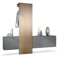 Vladon Garderoben-Set Carlton Set 1, (Wandgarderobe bestehend aus, 1 Paneel, 1 Schubkastenschrank und 1 Schrankmodul), Anthrazit matt/Bronze Optik (209 x 193 x 35 cm)
