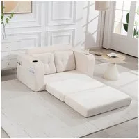 ANYSUN 2-Sitzer Schlafsofa Schlafcouch mit Schlaffunktion,umbaubarer Doppel-Sitzsack, Zweisitziges Sofa aus Cordstoff mit Getränkehaltern und Seitentaschen, Logroßes Sitzsack-Sofa,kompaktes Sofa für kleine Räume, Wohnungen