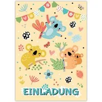 JUNAPACK Einladungskarten Koala Einladungen zum Geburtstag Karten für Kinder Tiere, Einladungskarten zum Kindergeburtstag mit Koala Motiv