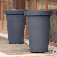 KAGM Pflanzkübel XXL Blumenkübel 2er SET mit Pflanzeinsatz aus Kunststoff Anthrazit
