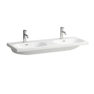 Laufen Lua Doppel-Waschtisch H8140810001041 120x46cm, unterbaufähig, weiß, mit Überlauf, mit 1 Hahnloch
