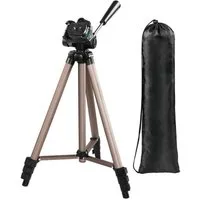Hama Dreibeinstativ für Foto und Videokameras, 3D 3-Wege Stativkopf, beige Dreibeinstativ (3 fach ausziehbar von 42,5 bis 125 cm, Schnellwechselplatte)