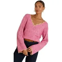 Love & Roses V-Ausschnitt-Pullover Love & Roses Pullover mit Lochstickerei (1-tlg)