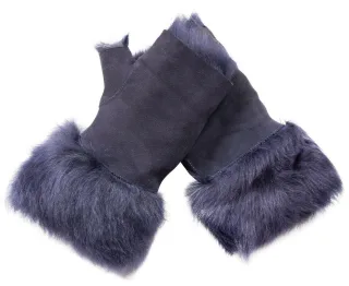 Damen-Fäustlinge aus Lammfell, fingerlose Manschetten, Toscana-Wildleder, Schaffellfell