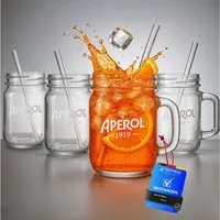 Maxito Cocktailglas als Aperol Spritz Gläser von hoher Qualität mit 360 ml mit Strohhalm, 4-tlg.