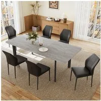 Jiexi Essgruppe Esstisch Mit 6-8 Stühlen Set, Essgruppe Tisch Ausziehbar 160-200cm