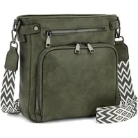 TAN.TOMI Schultertasche Handtasche damen mittelgroß Umhängetaschen crossbody bag, Retro leder PU damentaschen mit breitem gurt handtaschen