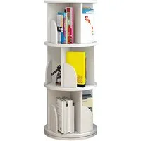 JEOBEST Bücherregal Drehbare Bücherregal mit 3 Ebenen, 1-tlg,360°Rotating Bookshelf,Kinderbücherregal Standregal,Freistehend