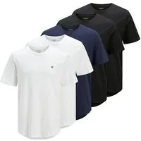 Jack & Jones Rundhalsshirt JPRBLABRODY im 5er-Pack, mit Logodruck, Rundhals und atmungsaktiv (Packung, 5-tlg., 5er-Pack) Rundhals, normal, Baumwolle