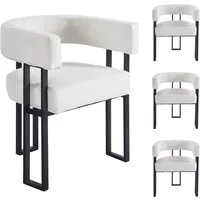 DITAIX Polsterstuhl Esszimmerstuhl mit Armlehnen – Gepolsterter Bouclé Stuhl (4 St), Loungestuhl mit ergonomischer Rückenlehne