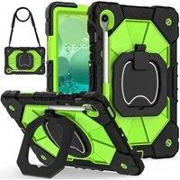 Wigento Tablet-Hülle Für Samsung Galaxy Tab S10 Lite / S10 FE Hybrid Hülle Halter Grün, Hybrid Schutzhülle Smart Case Cover mit Schultergurt