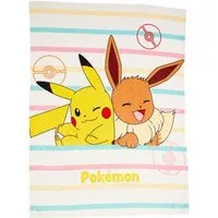 Kinderdecke Pokémon Tagesdecke XL Flauschdecke 150x200 cm mit Pikachu und Evoli, Familando, schnelltrocknend, extra weich, pflegeleicht