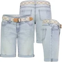 SUBLEVEL Bermudas Damen Jeans Shorts Bermuda Kurze Hose Short Denim Stretch Denim Gürtel