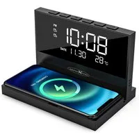 Reflexion ACW2188 Wecker Smartphone Ladestation Wireless Charger (3000 mA, Großes Display für Uhrzeit, Datum und Temperatur / Nachtlicht)