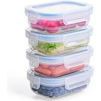 KONZEPT Frischhaltedose mit luftdichtem Deckel, 600 ml, transparent, (4-tlg), BPA-frei, Stapelbar, Für Kühlschrank, Zum Mitnehmen