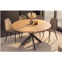 riess-ambiente Esstisch INFINITY HOME 120cm natur - Massivholz, rund, Parkettmuster, Metall (Einzelartikel, 1-St), schwarzes Sterngestell & für 4 Personen – ideal für Esszimmer & Küche