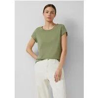 s.Oliver Kurzarmshirt T-Shirt T-Shirt mit Rollkanten und Flammgarnstruktur