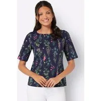 Sieh an! T-Shirt Kurzarm-Shirt Kurzarm mit U-Boot-Ausschnitt und floralem Print