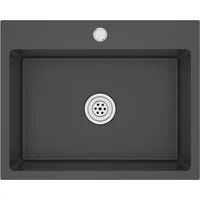 vidaXL Einbauspüle Handgemachte Einbauspüle Schwarz Edelstahl, 44/59 cm