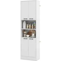 KOMFOTTEU Küchenbuffet Buffetschrank Vorratsschrank mit 4 Türen & offenen Ablagen