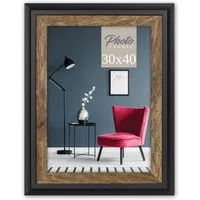 matches21 HOME & HOBBY Bilderrahmen Edler Vintage Holz Bilderrahmen rechteckig Schwarz für 30x40 cm, Wand-Deko Fotorahmen im Querformat zum Stellen, Hängen