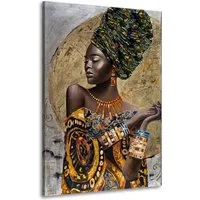 Artedinoi Leinwandbild Afrikanische Frau Colour Style Wandbild Leinwandbild Deko Kunst XL