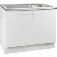 Spülenunterschrank TOP, Weiß matt, Breite 100 cm, 2 Türen, mit Spülbecken