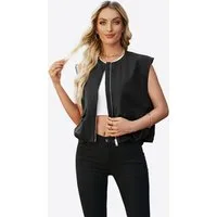 Imily Bela Kurzjacke Damen Lässige Cargoweste (Packung, 1-St., 1per-Pack) mit Reißverschluss