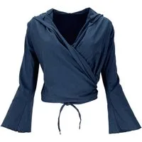 Guru-Shop Longsleeve Wickelshirt, Yogashirt, Langarmshirt mit.. alternative Bekleidung