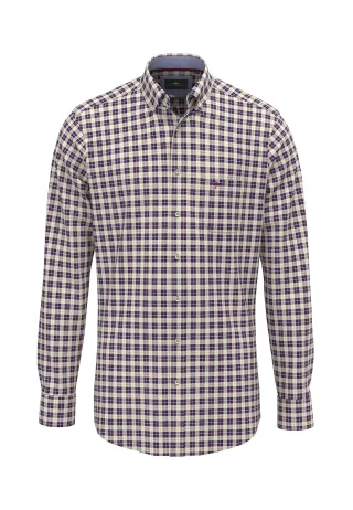 FYNCH-HATTON - Classic Poplin Check, B.D., 1/1 deep merlot - Gr. - XL